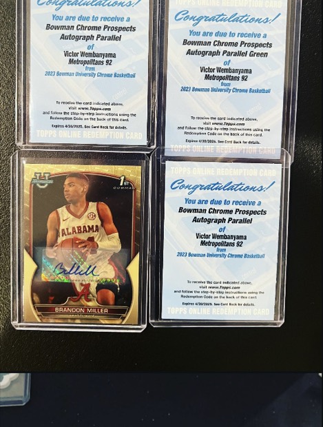 Victor Wembanyama — Autograph redemptions, 2023 Bowman University